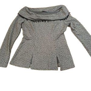 Long Sleeve Top With Beaded Fringe Size M